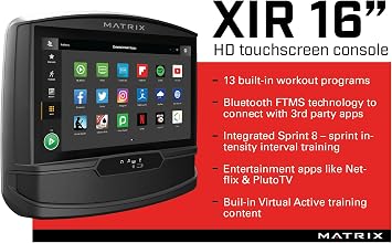 Matrix Fitness T30 Treadmill with XIR | 16 Touchscreen (WiFi+BT+HDMI) | Club-Quality Treadmill for Running, 5K & Marathon | | Heavy-Duty Frame, Extra-Thick 20x55 Deck, Industrial Cushioning