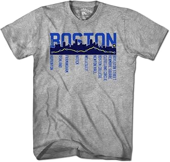 Chowdaheadz Boston Skyline Run Route T-Shirt - Unisex Vintage Tee Soft Cotton Blend