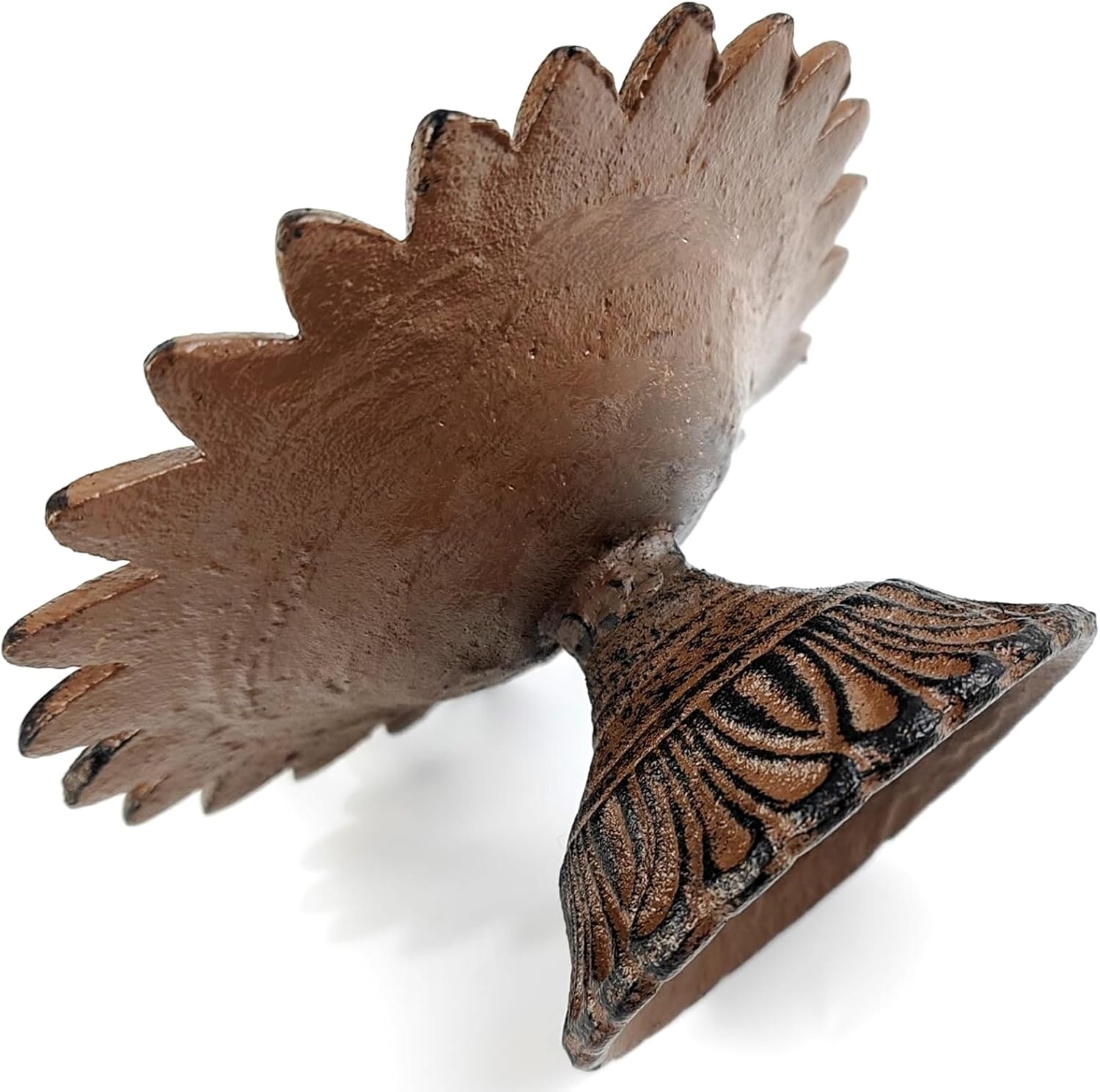 GXXMEI 5.5" Cast Iron Birdfeeder Birdbath Outdoor Garden, Dark Brown(Small Size)