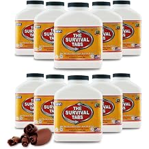 Survival Tabs Emergency Food Supply 15-Day Chocolate Tabs, High-Protein | Nutrient dense formula covers 15 vitamins and minerals per serving - fits neatly in backpacks, glove boxes, or pantry shelves
