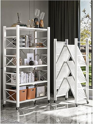 Miniatura 8 de Estantes plegables sin instalación Estantes para el hogar Estantes de múltiples capas Balcón Almacenamiento Exhibición Estante de almacenamiento