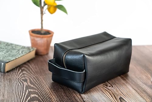 Miniatura 2 de Neceser de cuero genuino, regalos del día del padre, regalo para papá, neceser de viaje, neceser para hombre, neceser para hombre, 3 Negro, Neceser