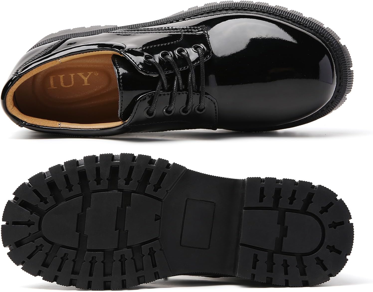 Women Oxford Shoe Black Oxford Shoes for Women Platform Womens Oxfords Shoes Women's Leather Comfortable Dressy Slip On Lace Up Casual Work Business Dress Office Oxfords Shoe - Image 4