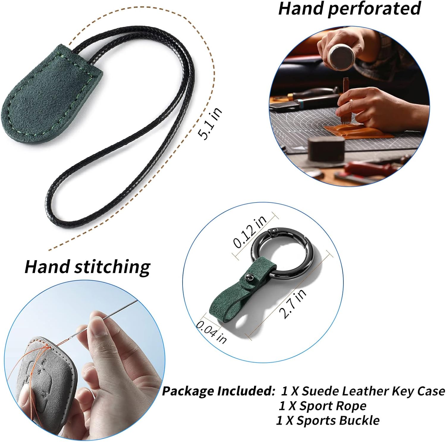 Tesla Key Fob Cover with Suede Genuine Leather Compatible with Tesla Model S，Model 3，Model Y Smart Remote Accessory