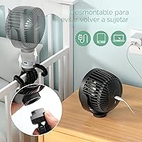 Vista 5 de Momcozy Ventilador portátil para cochecito, 8000 mAh, batería de 27 horas de duración ultra larga, desmontable de 4 velocidades de rotación de 360°