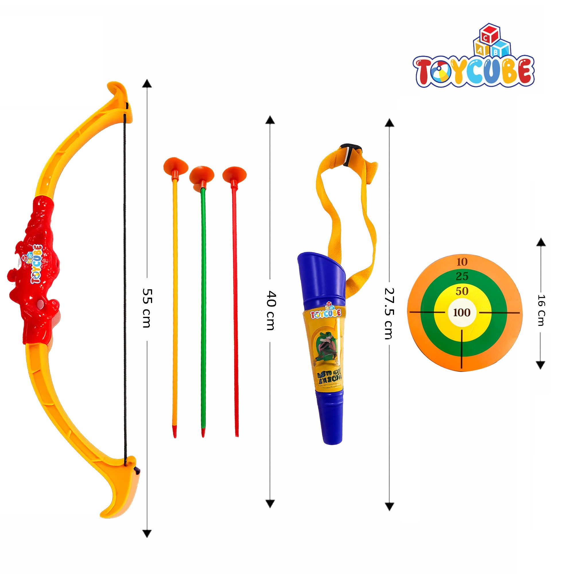 Toycube Ultimate Kids Archery Set with Suction Cup Arrows, Bow, Quiver & Shoulder Strap | Safe Shooting Toy for Boys & Girls Age 5+ (Red) 1