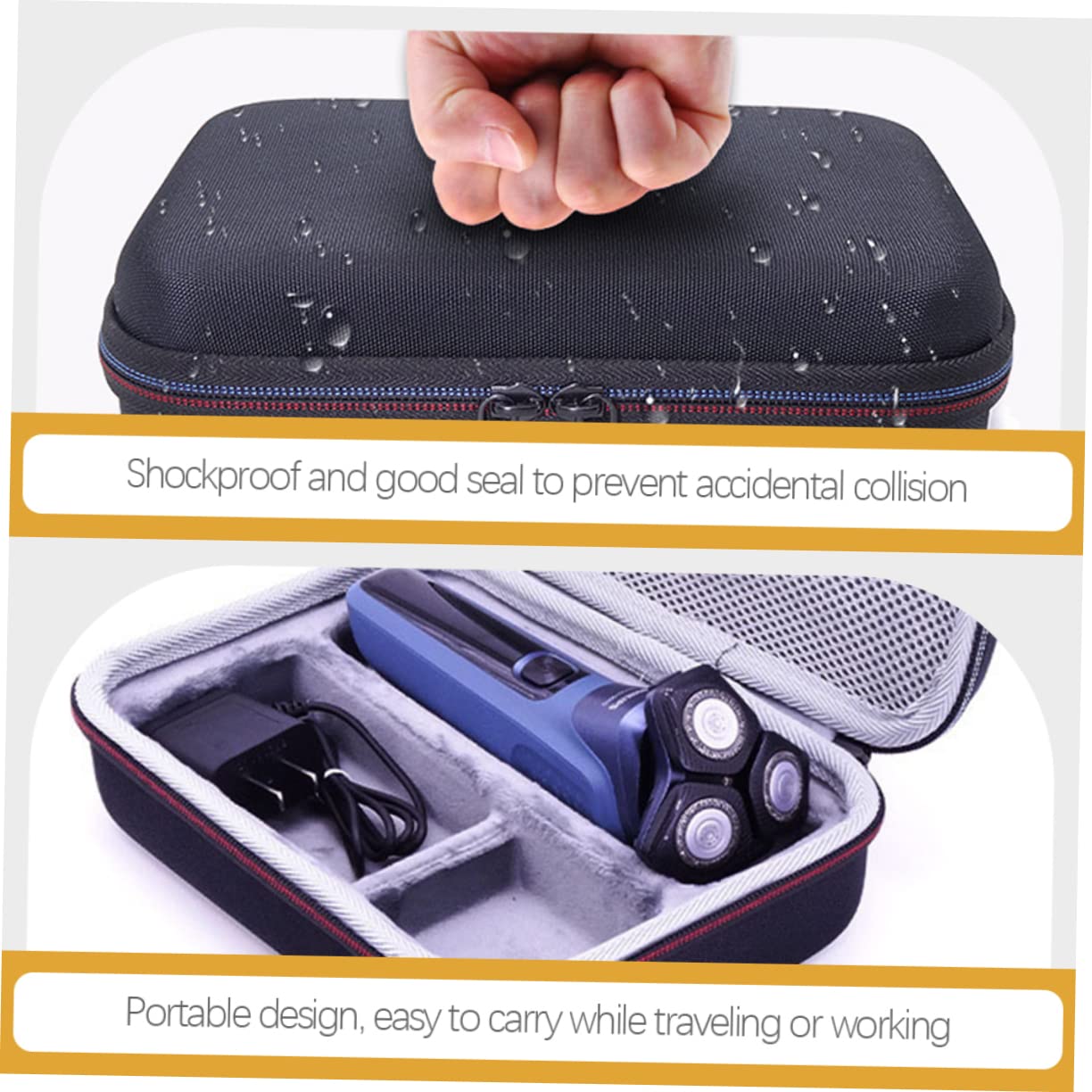 Custodia in Eva Resistente ai Graffi Porta Rasoio da Viaggio Organizer Nero Compatta e Facile da Trasportare per Accessori da Barba e Rasoio Elettrico