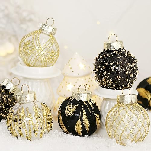 Miniatura 7 de MSUIINT 25 bolas de Navidad, 2.4 pequeñas bolas de Navidad inastillables para árbol de Navidad, bolas colgantes con purpurina para árbol de Navidad,