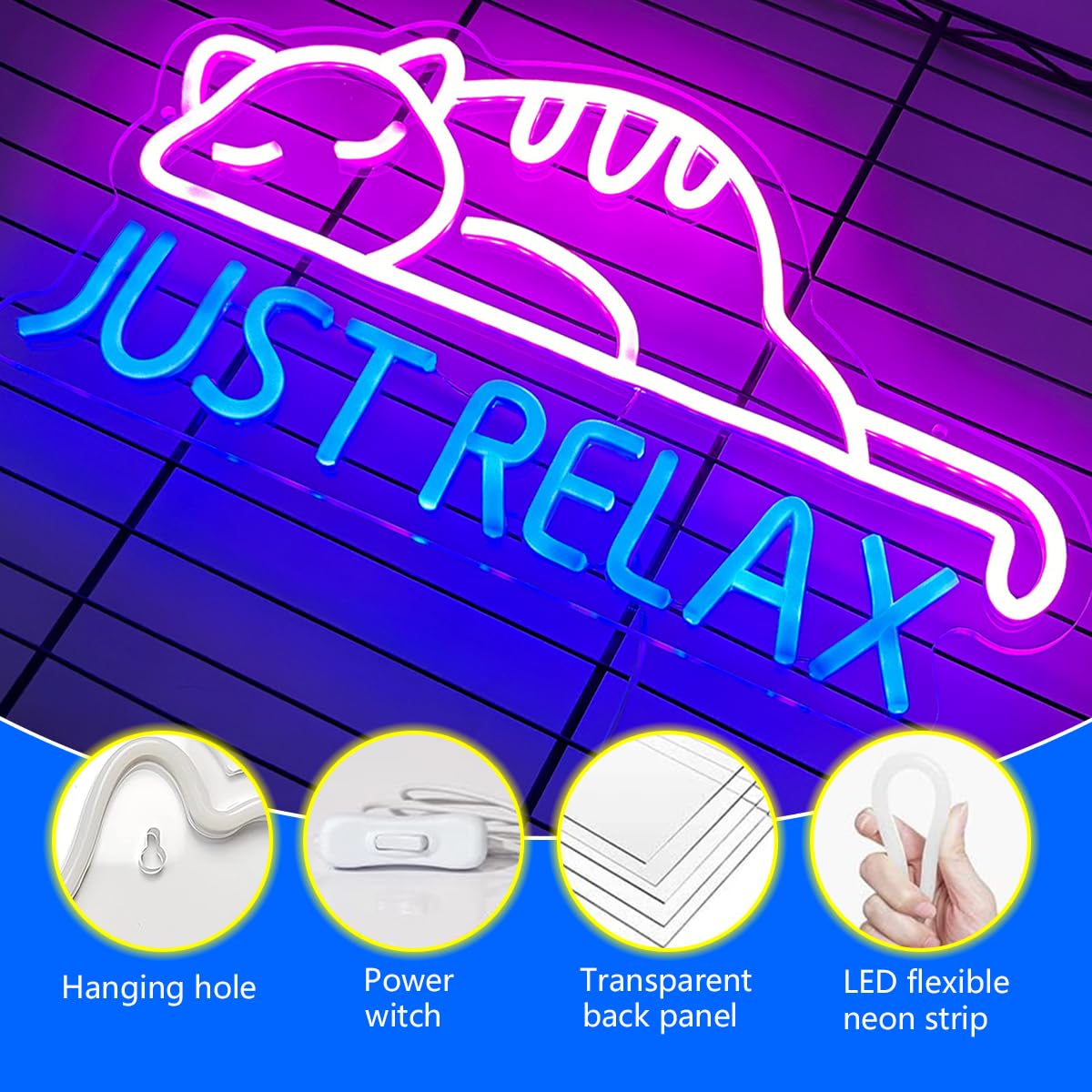 Insegna Al Neon Gatto Rosa - Alimentazione USB, LED, Decorazione Camera, Regalo Per Amanti Dei Gatti - Foto 3