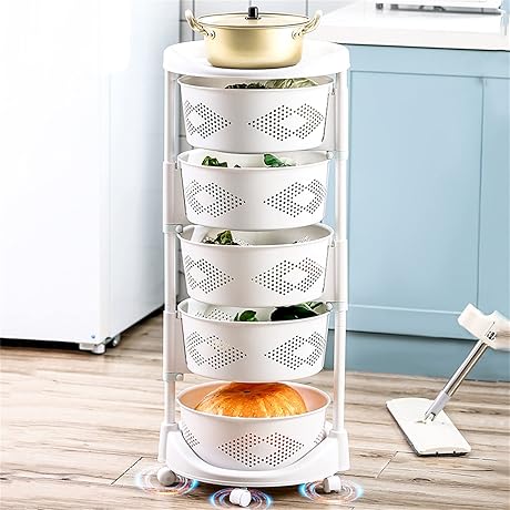 DYRABREST 5-Tier Rotating Kitchen Storage Rack [Without Wheels]