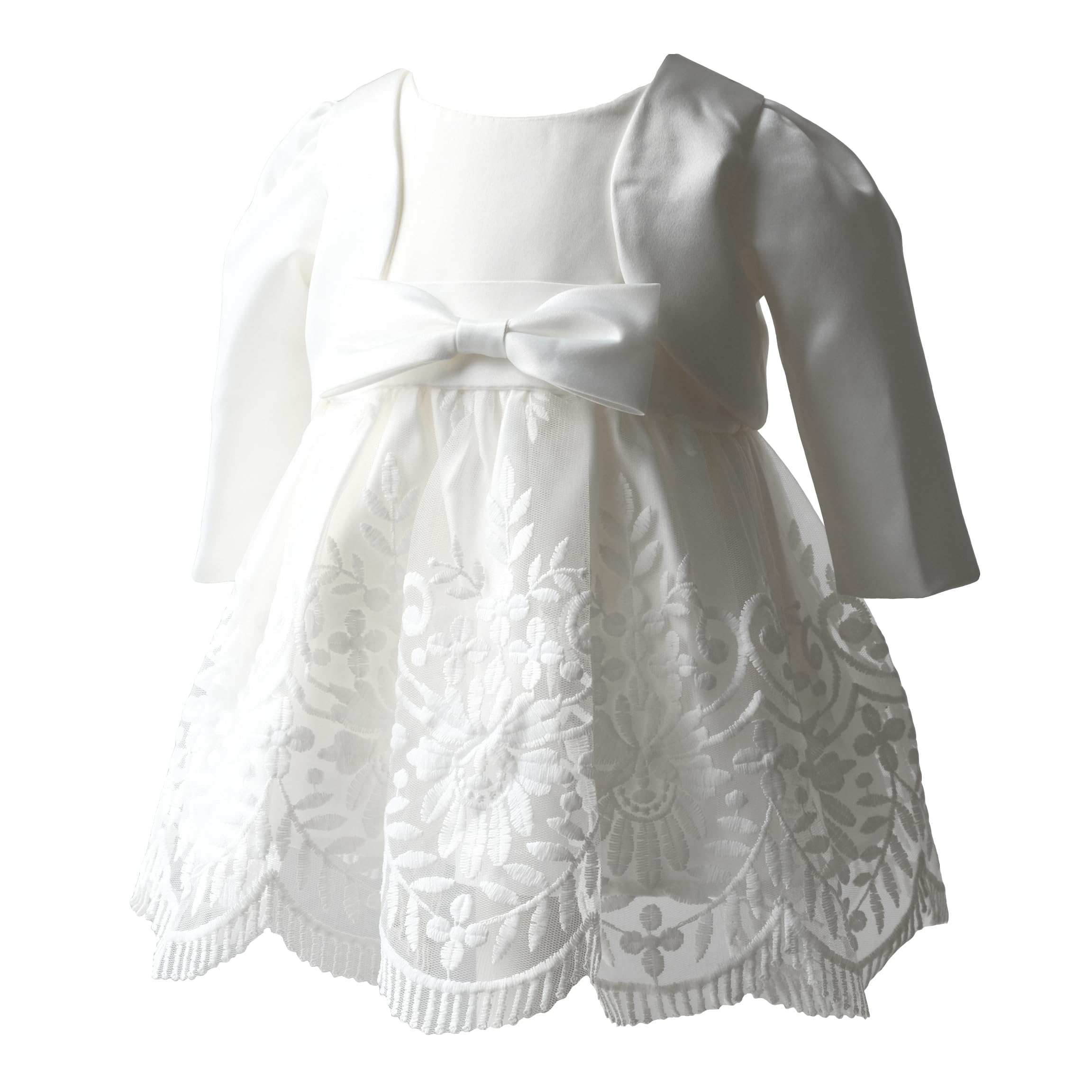 Taufkleid mit Bolero Seiden Satin Baby Mädchen Blumenmädchen Kleid M35