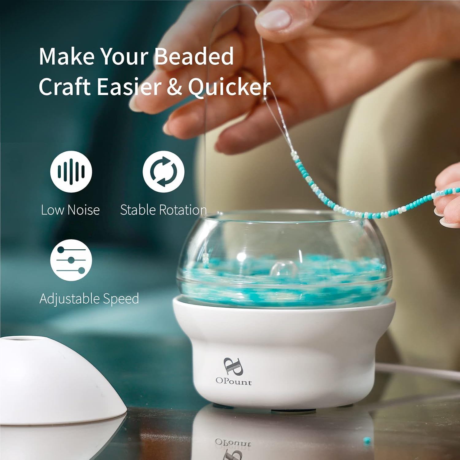 PP OPOUNT Electric|Clay | Seed Bead Spinner with 2 Big Eye Beading Needles, Fast Beading, for Jewelry Making, DIY Waist Beads, Bracelets, Necklace (Patent)