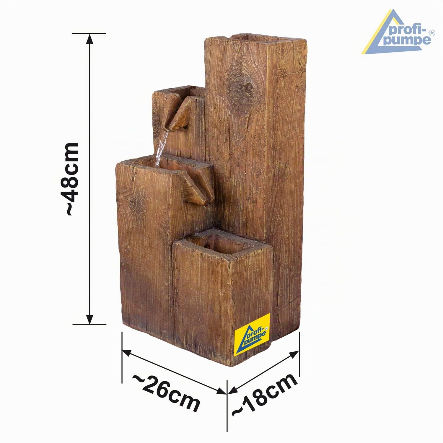 Fuente Decorativa de Jardín Con Luz LED - Cascada de Agua de 230 V para Interior, Estanque, Terraza (Holz-HÄUSCHEN)