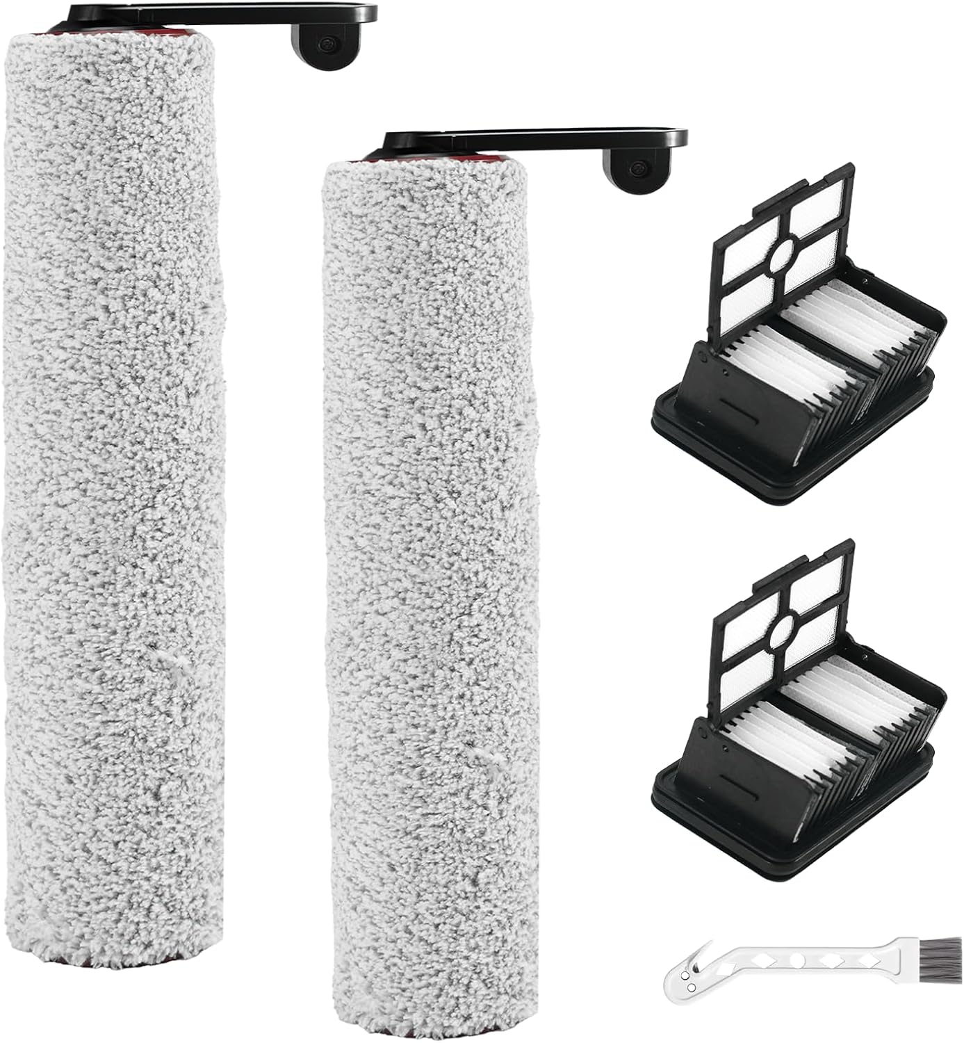 5 pack H12 Pro Filter and Roller Brush Compatible with Dreame H12 Pro, H12 Dual Wet Dry Vacuum Cleaner, 2 Roller Brushes + 2 Replacement Filters + 1 Cleaning Brush
