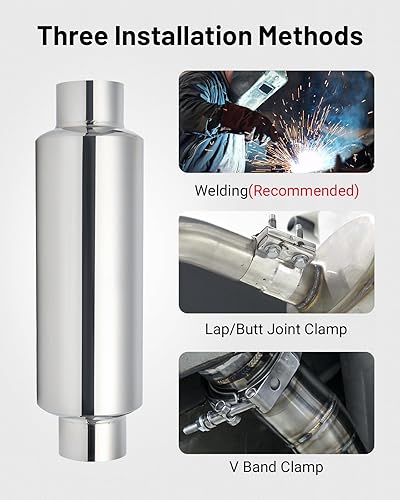 Vista 28 de EVIL ENERGY Silenciador resonador de 2 pulgadas de acero inoxidable (entrada/salida de 2.0 pulgadas, 13.8 pulgadas de longitud)