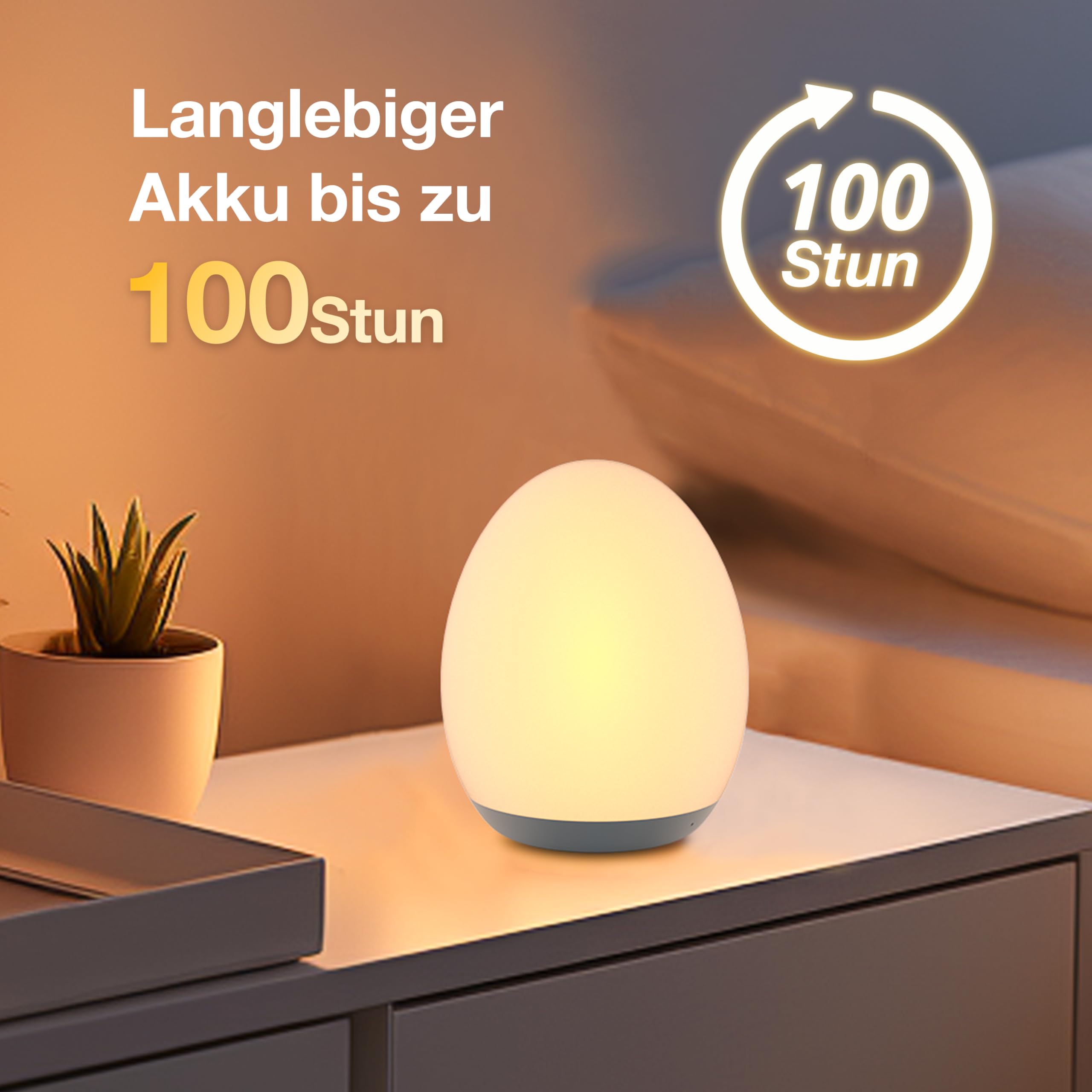 JolyWell Nachtlichter für Kinder, Nachtlicht Baby mit 8 Farbwechselmodi und Dimmfunktion, Baby Nachtlicht Ei mit Timer und Touch-Steuerung… – Ansicht 7