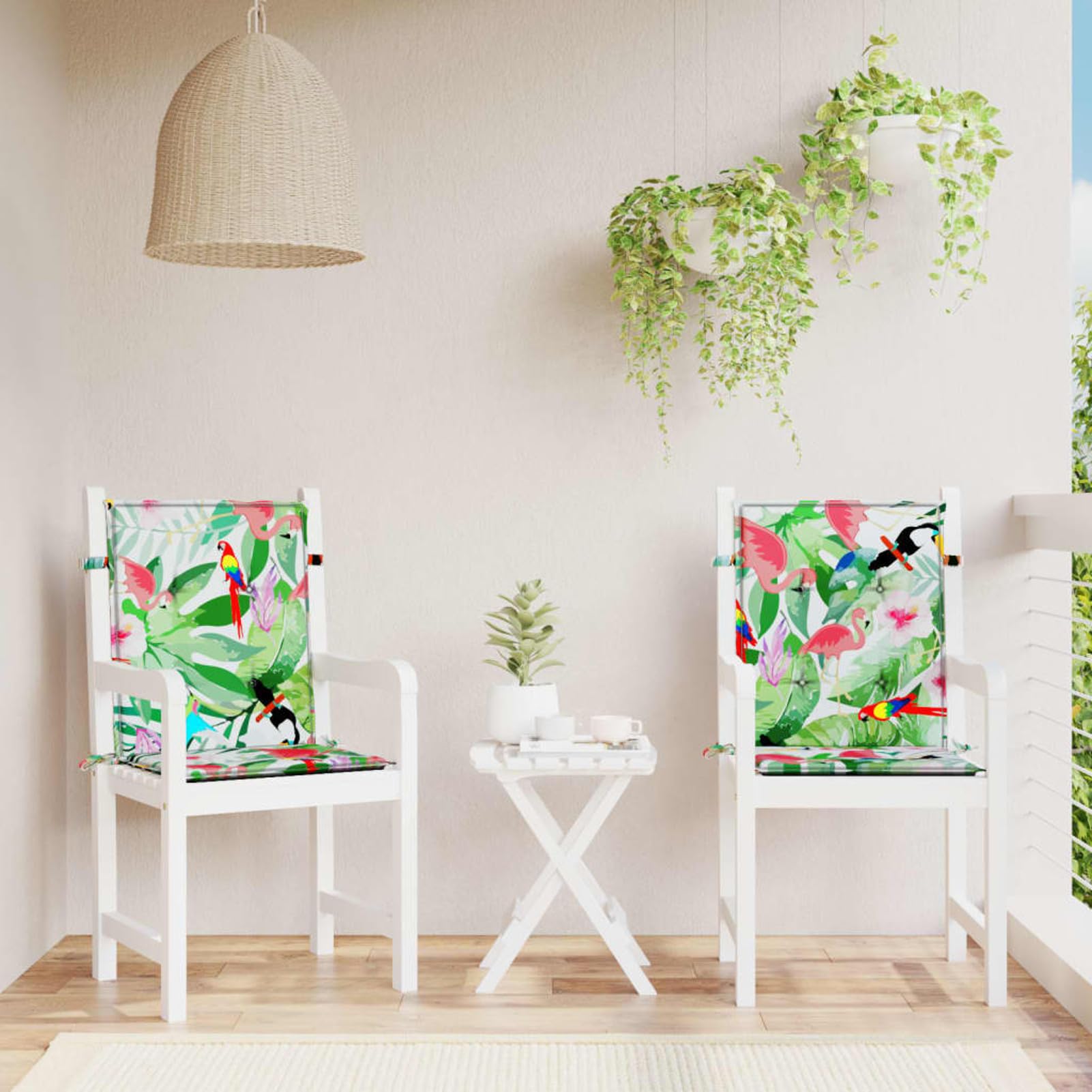Cojines para Silla con Respaldo bajo 2 uds Tela Multicolor, Cojines para Butacas De Jardin, Cojines Sillas Cocina, Cojines para Sillas De Terraza, Cojin Silla Exterior - 361325