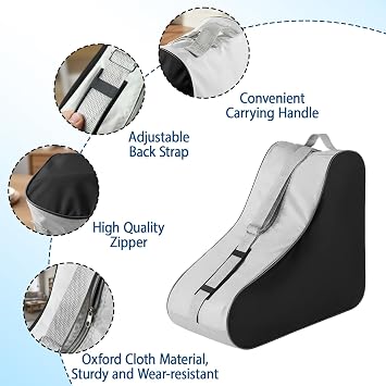 Roller Skate Bag, Ice Skate Bag for Skating Enthusiasts, Durable Storage and Transport Solution for Roller and Ice Skates, Black Design