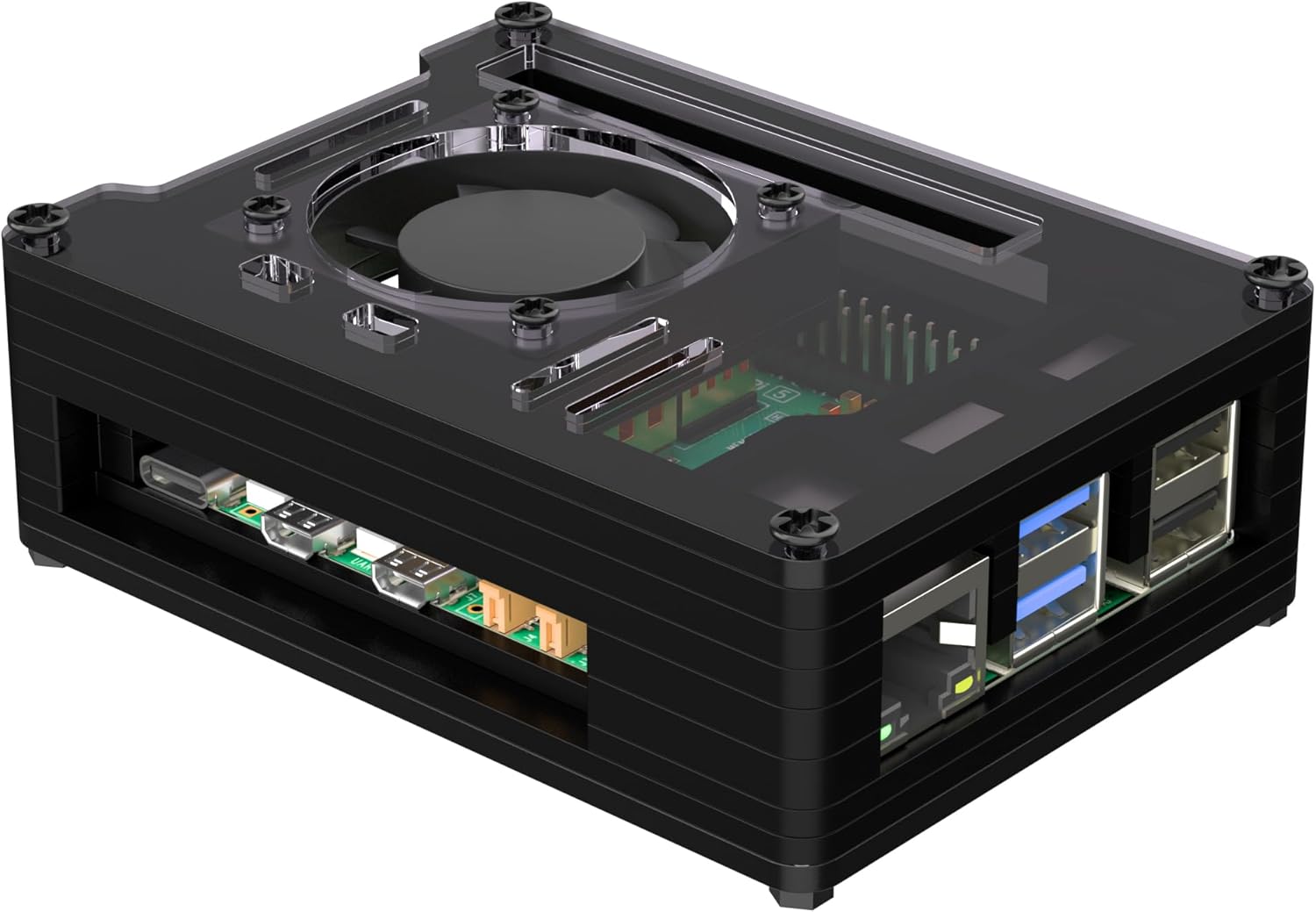 Amazon.com: Smraza Case for Raspberry Pi 5 with Fan: 4Pin Cooling Fan ...