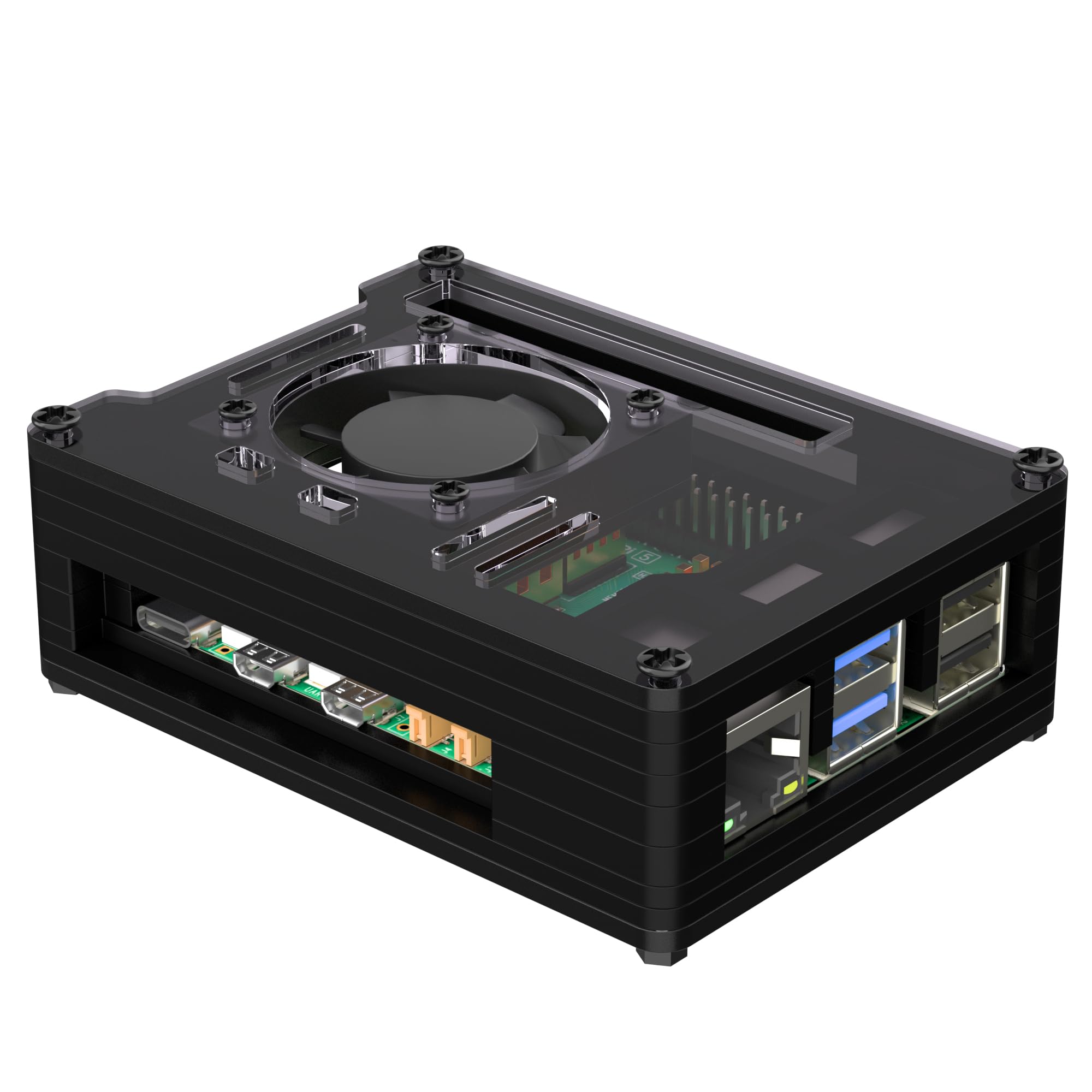 SmrazaCase for Raspberry Pi 5 with Fan: 4Pin Cooling Fan 40MM & 4PCS Copper Heatsinks for Pi5 Model B 8GB 4GB，Support for Official Pi 5 Active Cooler(The Board for RPi 5 Not Included)