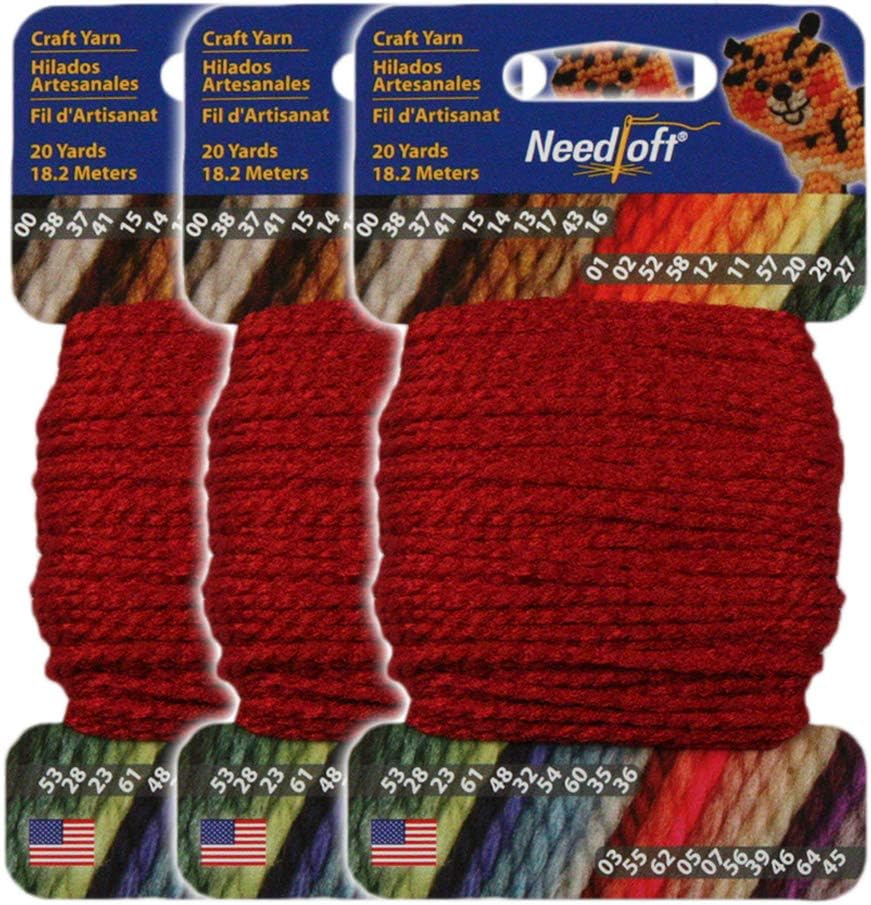 #01 Red - Needloftยฎ Craft Yarn 3 Pack 60 Yards (3x20yds)