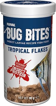 Fluval Bug Bites Tropical Fish Food, Flakes for Small to Medium Sized Fish, 3.17 oz., A7332, Brown