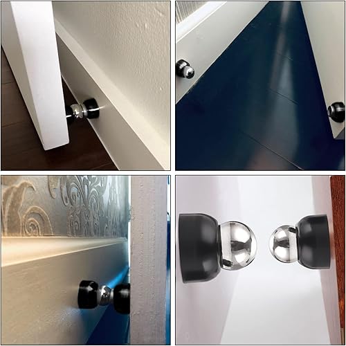 Miniatura 2 de Sumnacon 2 potentes topes magnéticos para puerta, mini topes de puerta de acero inoxidable con tornillos, topes de puerta de magnetismo resistente