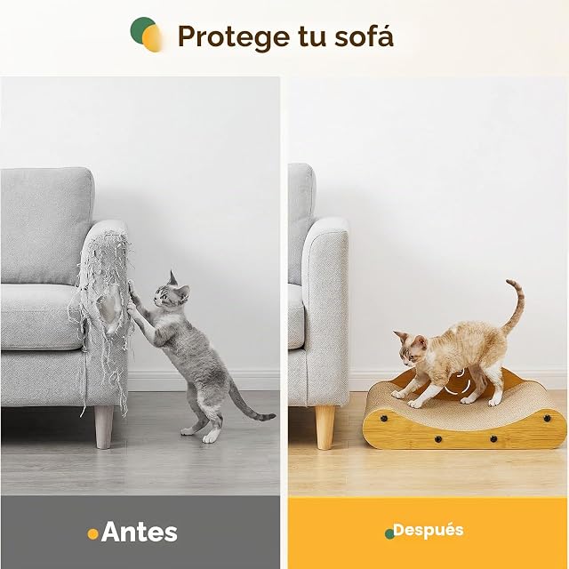 Foto 5 de 8 de Gimars Rascador para Gatos de Cartón Ondulado en Forma de Sofá, Cama y Mueble Rascador, Protección de Muebles