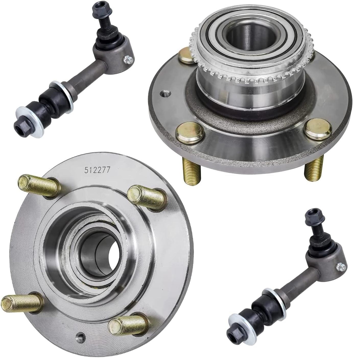 Detroit Axle - Rear 4pc Wheel Bearing Hubs Kit for 02-06 Mitsubishi Lancer, 2 Wheel Bearing & Hubs 2 Stabilizer Sway Bars 2002 2003 2004 2005 2006 Replacement
