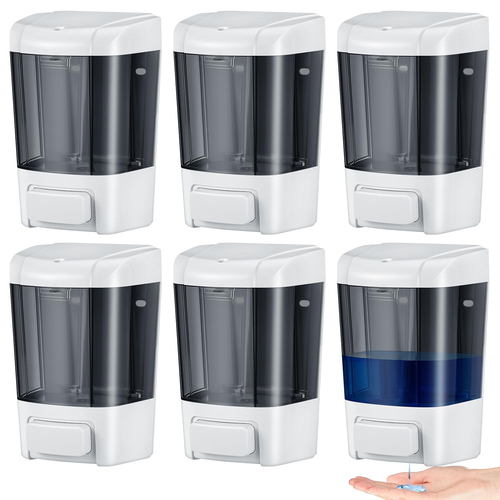 Hushee 6 Pcs Wall Mounted Soap Dispenser,27 Oz 800 Ml,Brown