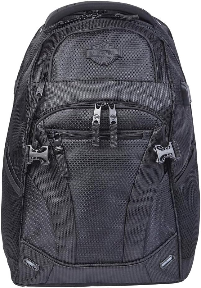 Harley-Davidson Renegade II Hi-Tech External USB Port Backpack - Solid Black