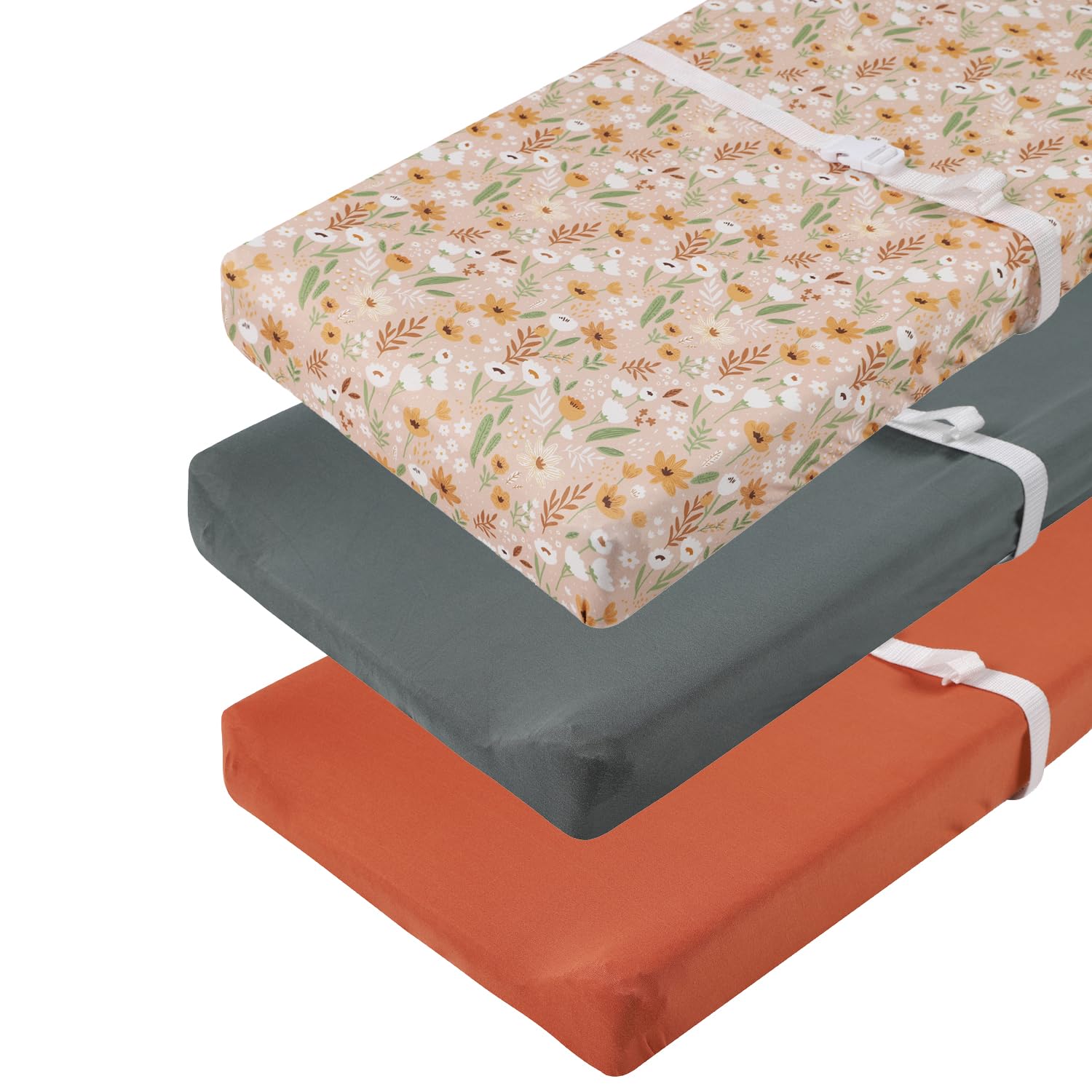 Changing Pad Cover Set 3 Pack Jersey Knit Ultra Soft for Baby Boys Girls Floral/Grey Rabbit/Pink