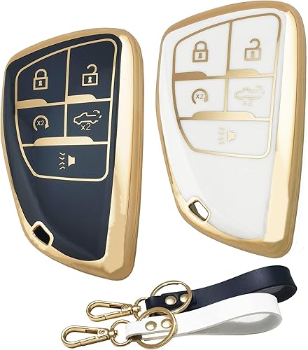 RUNZUIE 2 fundas de TPU para llavero remoto inteligente para GMC Sierra 1500 Chevy Chevrolet Silverado 1500 2024 2023 2022 (negroblanco) RUNZUIE 2 fundas de TPU para llavero remoto inteligente para GMC Sierra 1500 Chevy Chevrolet Silverado 1500 2024 2023 2022 (negroblanco)