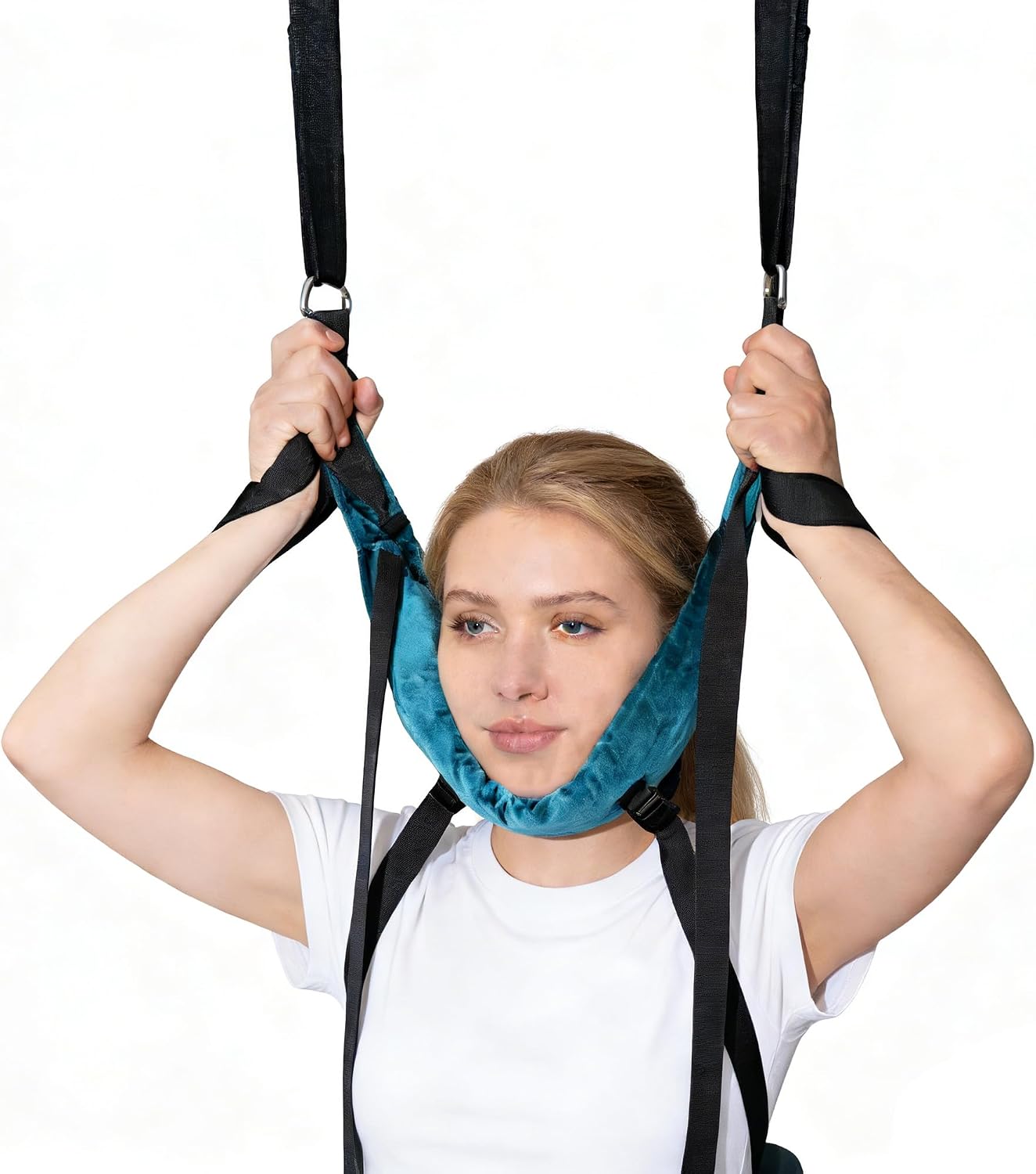 Cervical Traction Belt with Hook Home Neck Stretching Hanging Belt Soft Padded Neck Support for Office Worker Pain Relieve