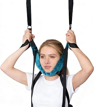Cervical Traction Belt with Hook Home Neck Stretching Hanging Belt Soft Padded Neck Support for Office Worker Pain Relieve