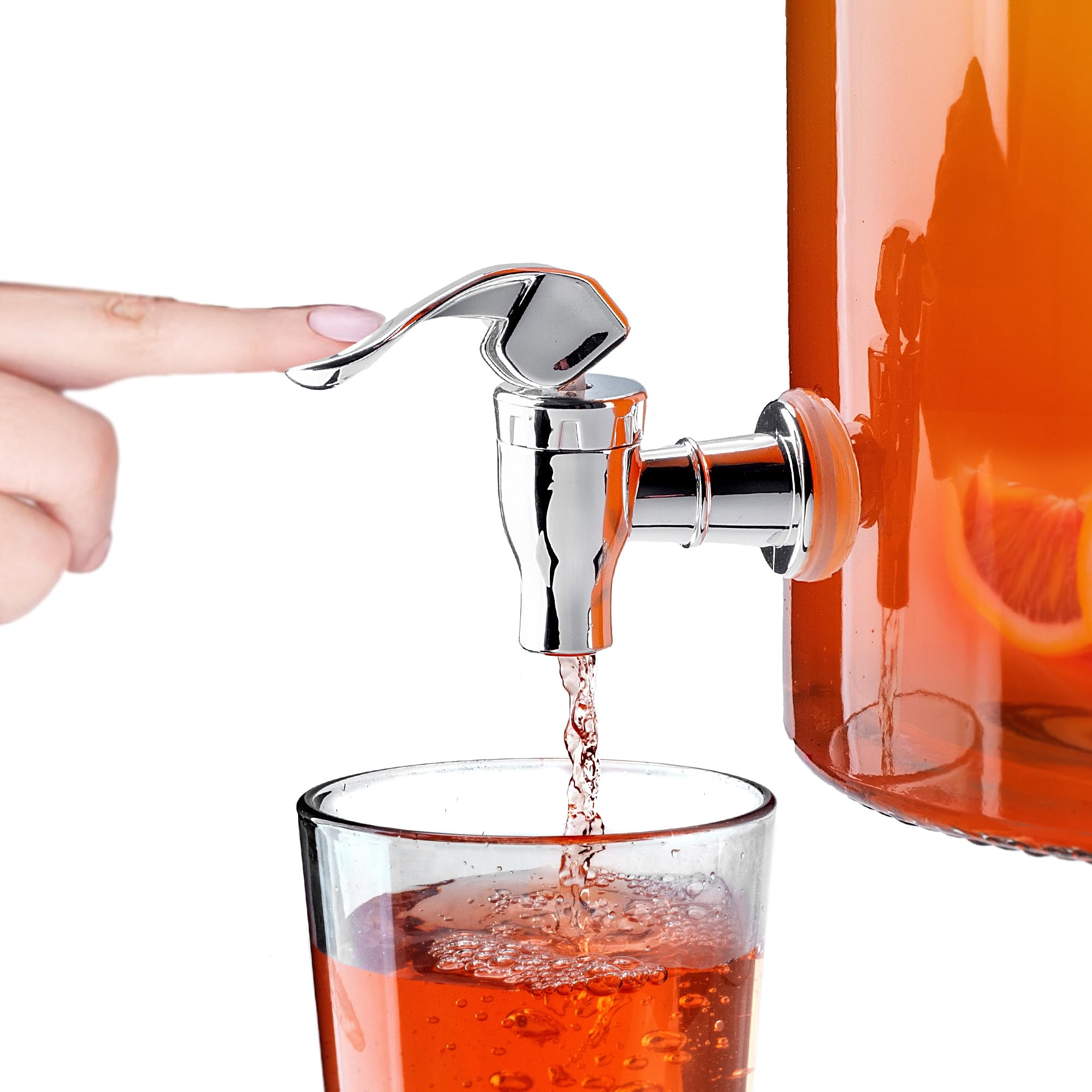 KADAX Dispenser per bevande da 5,6 litri, distributore di limonata con rubinetto e coperchio, grande erogatore di acqua in vetro, dispenser di succo, contenitore per bevande, contenitore in vetro