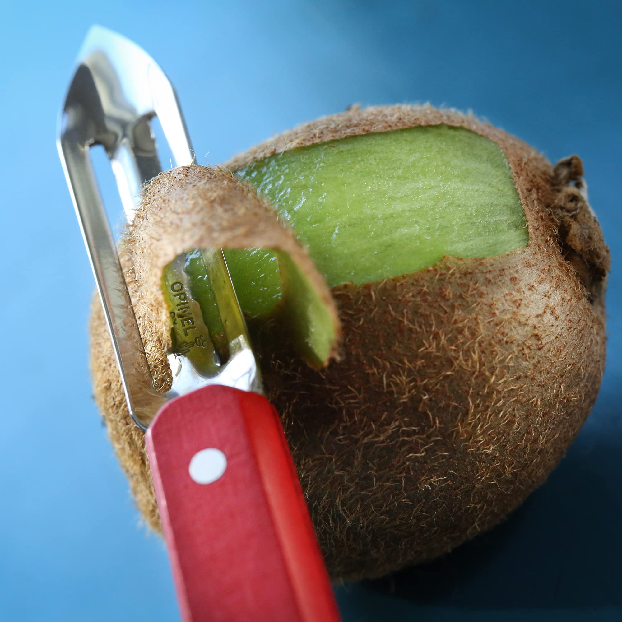 Opinel - Pelapatate da Tasca per Frutta e Verdura - Lama di 6 cm in Acciaio Inossidabile, Manico in Legno di Faggio - Pelapatate per Persone Mancine e Destro - Taglio Facile