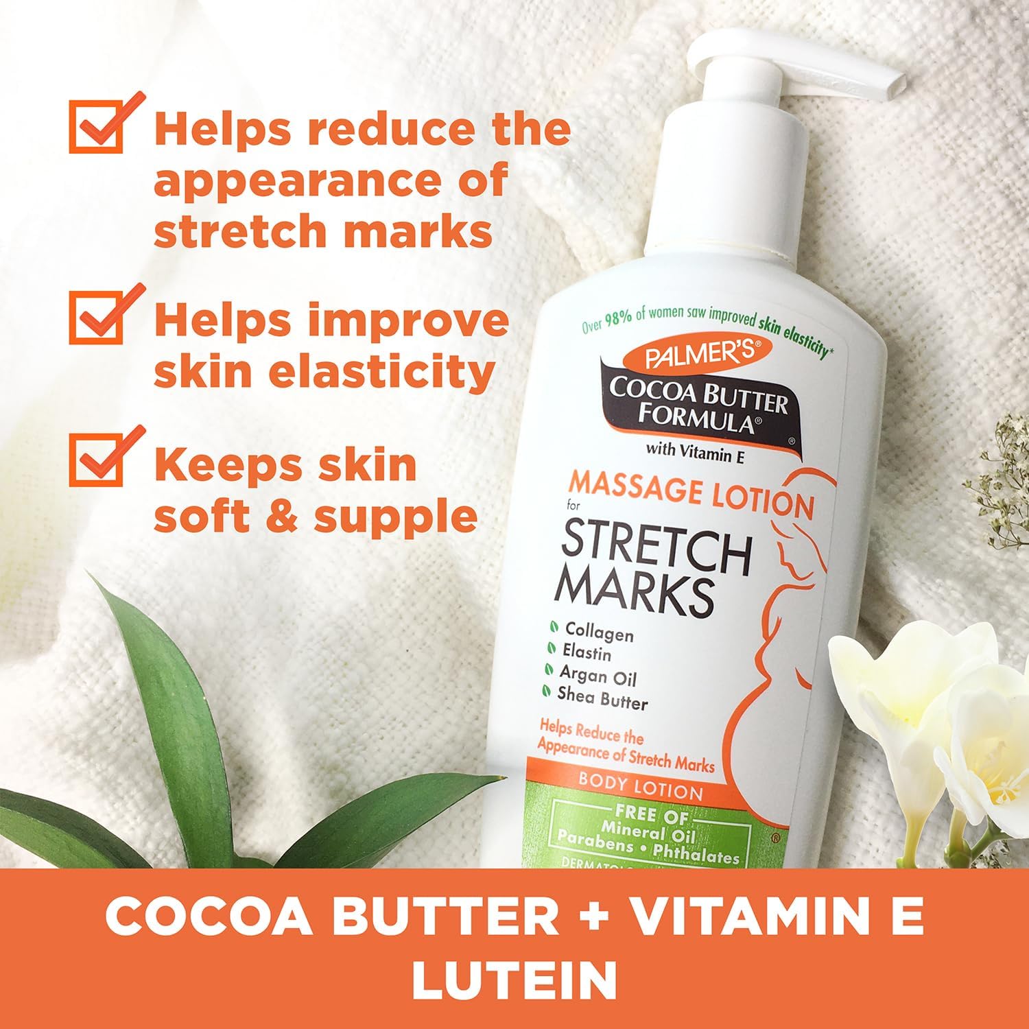 Palmer's Cocoa Butter Cream 125g & Massage Lotion 250ml for Stretch Marks Pack 1