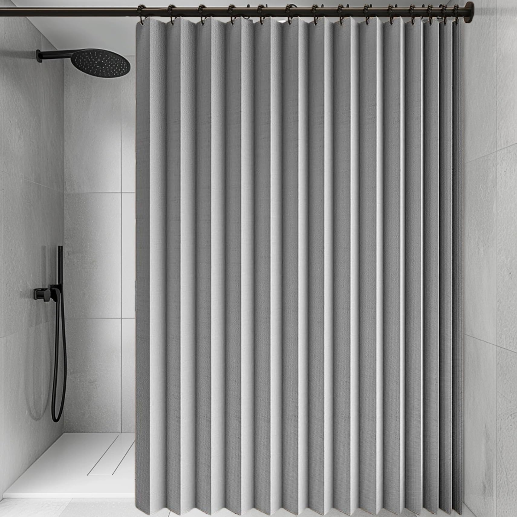 Asta Pieghevole Per Tenda Doccia Senza Foratura – Lega Alluminio 120×180 Cm Con Tenda Impermeabile Antimuffa Per Bagno E Vasca