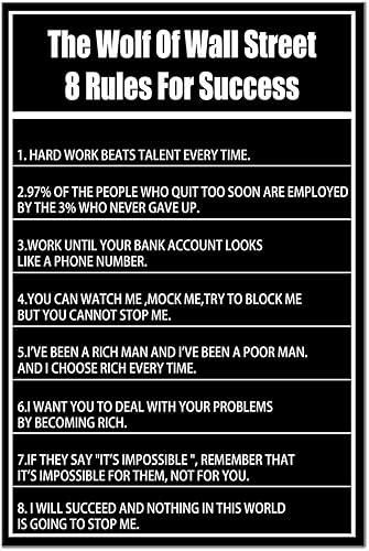 Miniatura 5 de Arte inspirador de pared con citas de empresario, 8 reglas para el éxito, póster de lienzo motivacional para decoración del hogar, dormitorio