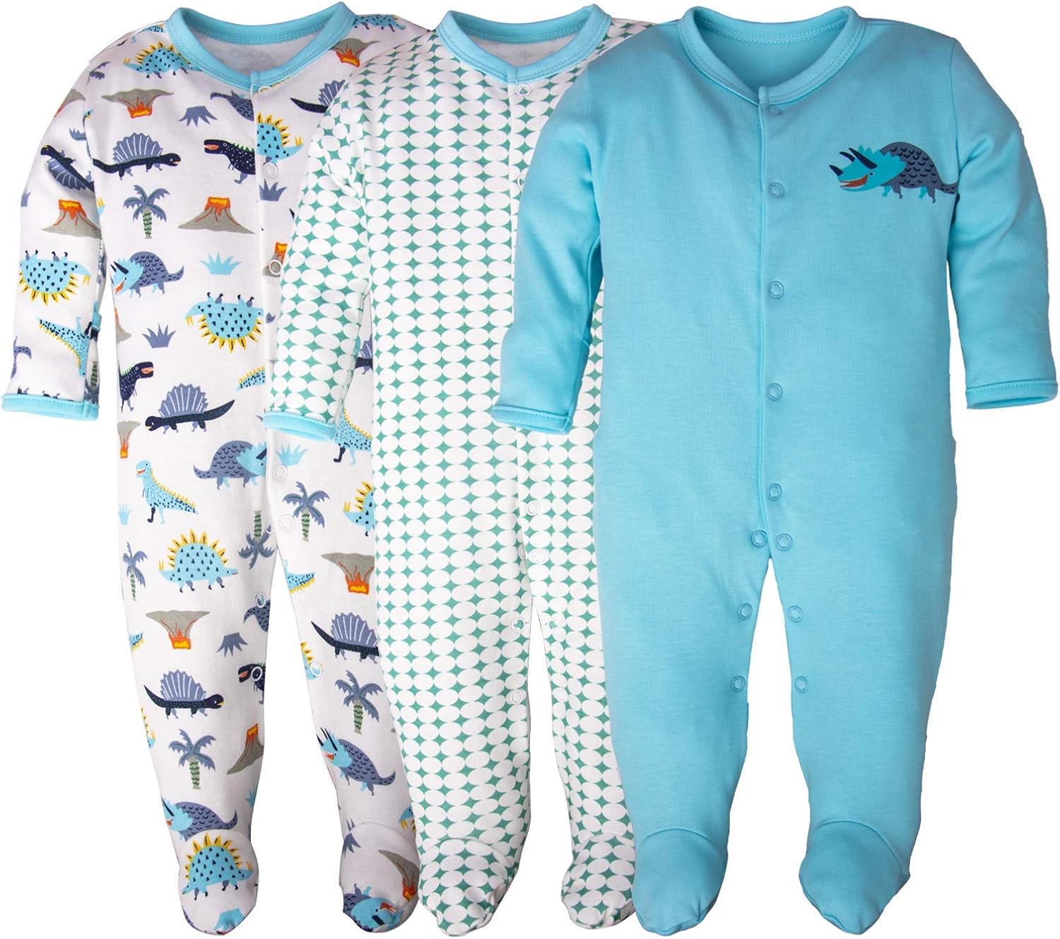 Baby Girls' Footed Pajamas , 3Pcs Infant Overall Cotton Onesie Piece Pjs and Baby