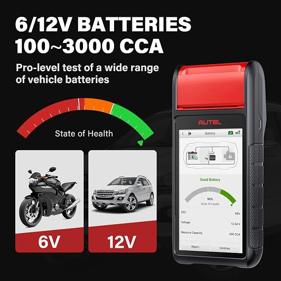Autel MaxiBAS BT608, Battery Tester 6V &12V Battery Analysis Tool with All System Diagnostic Scan Tool OBD2 Scanner Upgraded from Autel AL539B/BT508/BT506