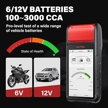 Autel MaxiBAS BT608, Battery Tester 6V &12V Battery Analysis Tool with All System Diagnostic Scan Tool OBD2 Scanner Upgraded from Autel AL539B/BT508/BT506