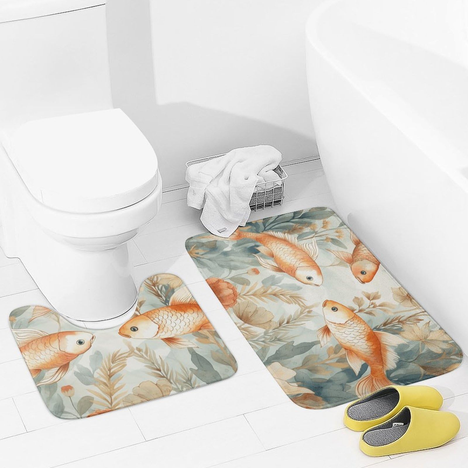 Tapis de bain doux et absorbants en microfibre lot de 2 antidérapant en forme de U pour douche