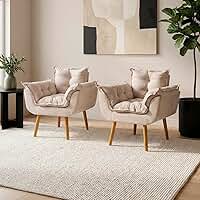Kit 2 Poltronas Alice Para Sala Decorativas Cadeiras Confortáveis Para Sala De Espera Recepção Consultório Escritório Manicure Pé Castanho - Clique & Decore (Bege)