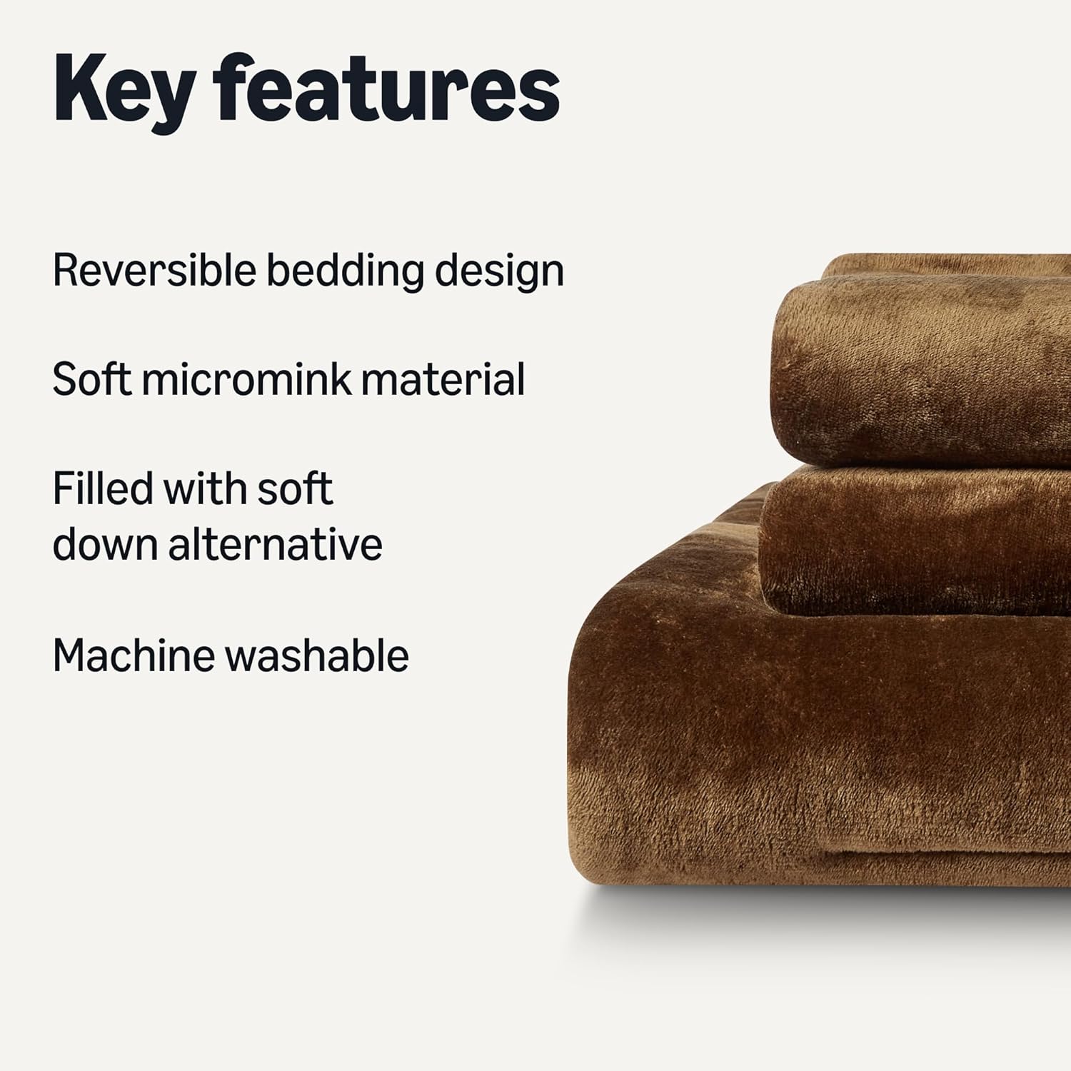 Amazon Basics Reversible Sherpa Comforter Set with Pillow Sham, Brown, Queen/Full