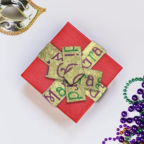 Miniatura 4 de ABTOLS Cinta de arpillera con borde con alambre de Mardi Gras de 2.5 pulgadas, 10 yardas, cinta de arpillera con borde con alambre con purpurina