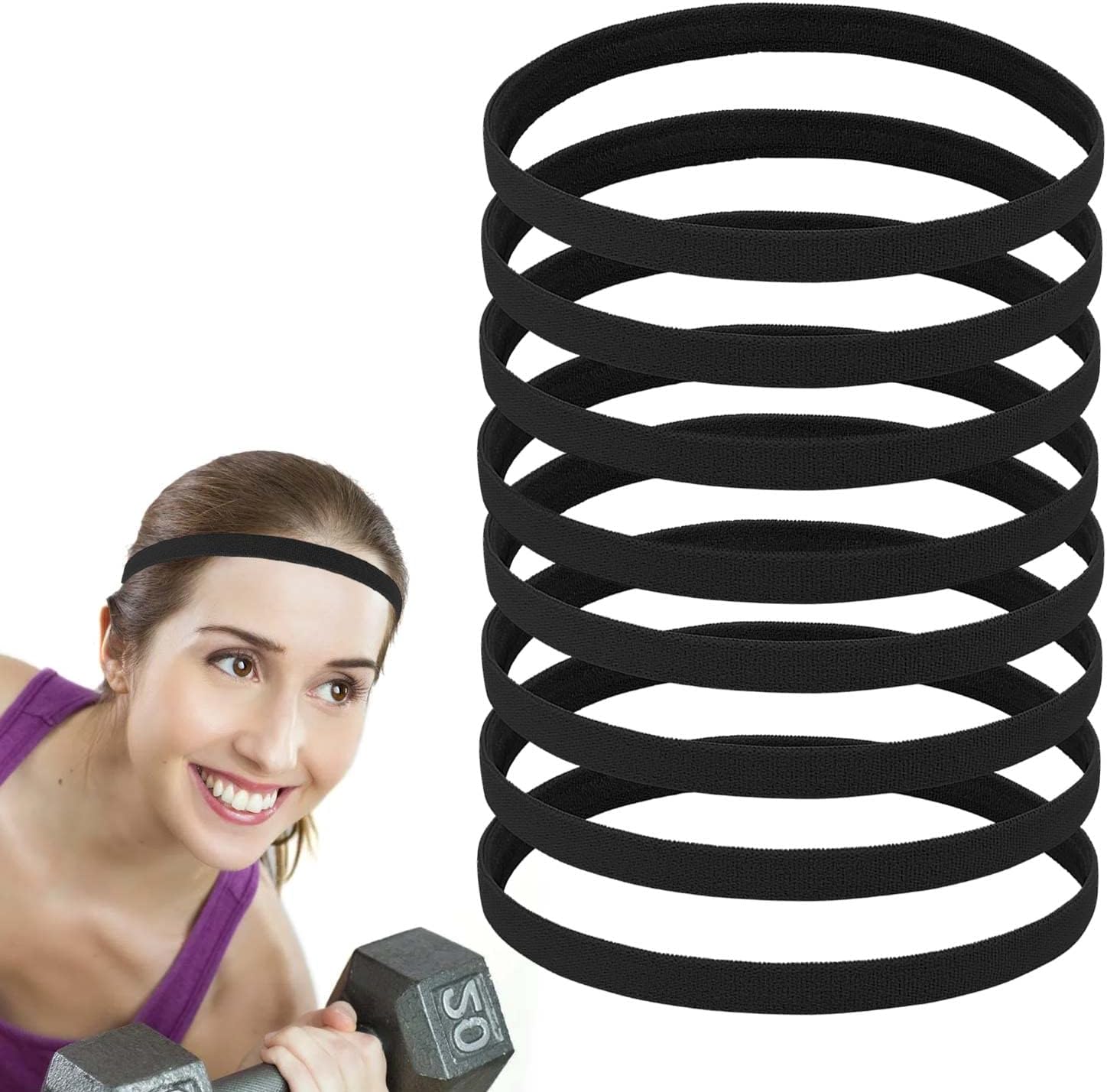 Elastic Sports Headbands,20PCS Thick Non-Slip Sports Headbands for Men/Women,Boy Hair Band Longer Hair Ties Exercise Hairband Sweatbands for Yoga Running Jogging Fitness Grip Hairband Mini Sweatband
