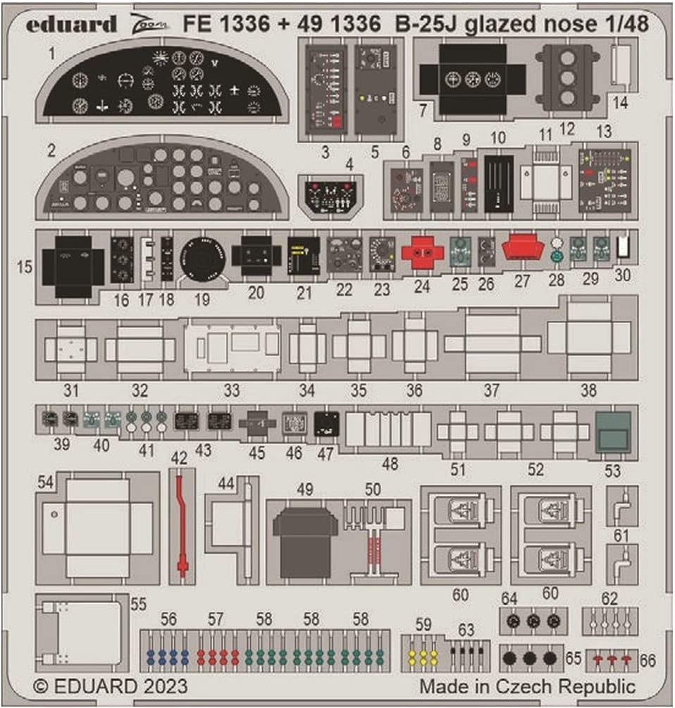 Eduard Sprue Brothers 1:48 Color Zoom PE - B-25J Mitchell Glazed Nose (HKM kit), EDUFE1336