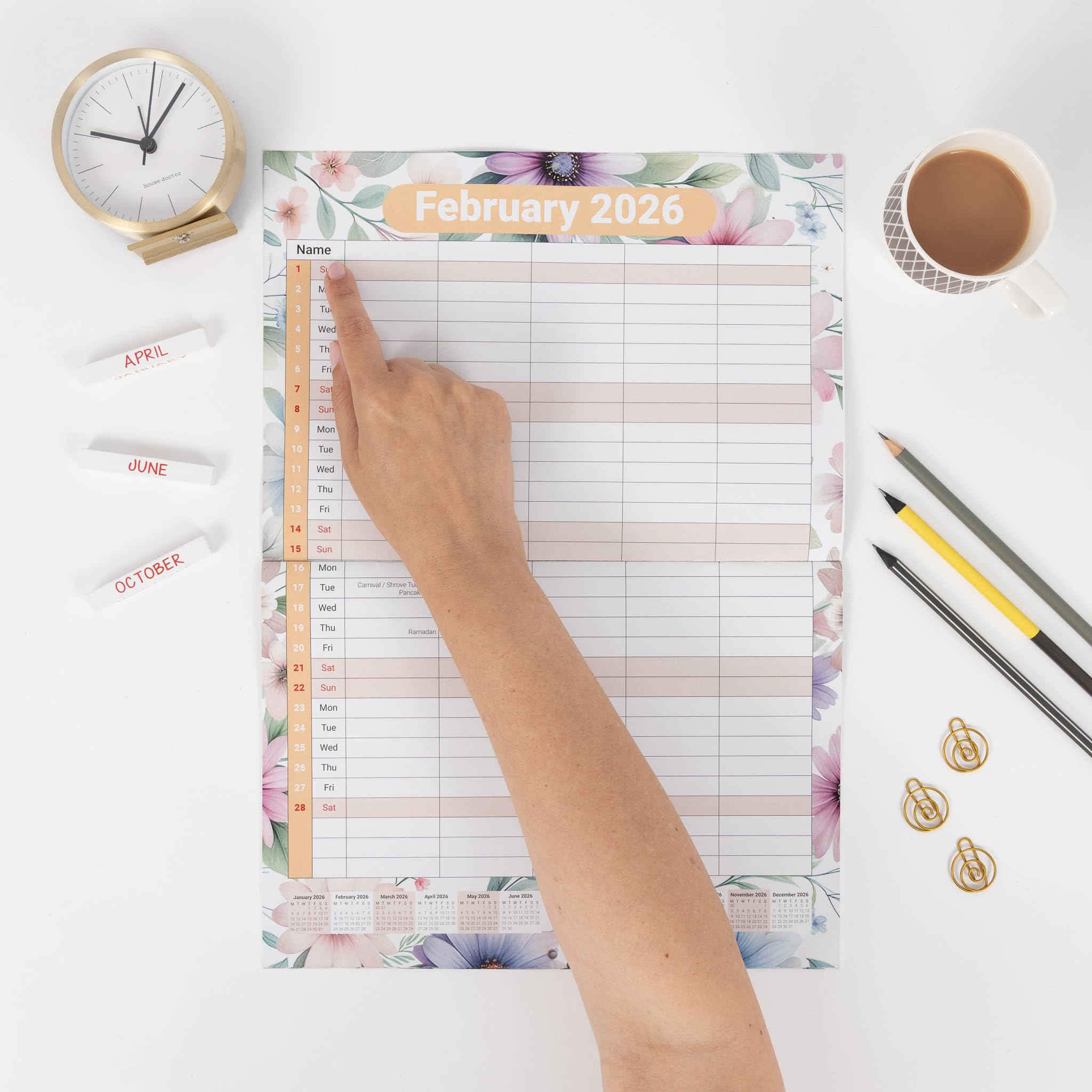 Column Calendar Wall Calendar 2026 Family Calendar Planner: A4 Wall Organizer, 5-column ...